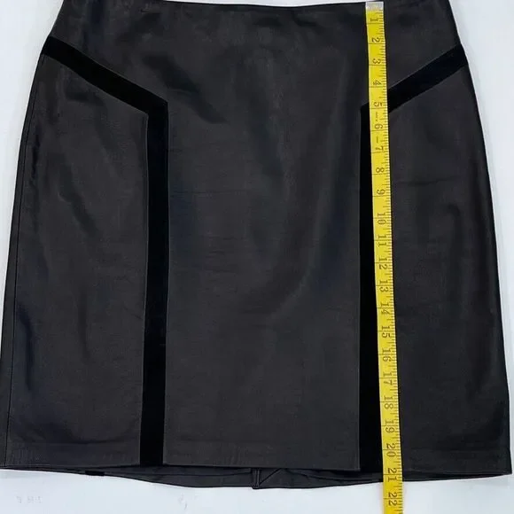J. McLaughlin Black Genuine Leather Skirt Preppy Mob Wife Womens Size 12